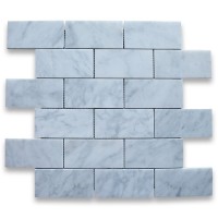2x4 Carrara White Honed Marble Mosaic
